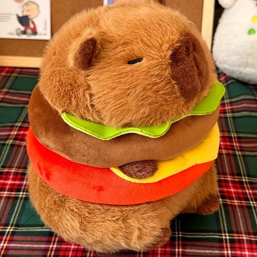 Capybara Plush Toy in the Shape of a 20Cm/7.87Inch Hamburger, Capibara Plush Toy in the Shape of a Hamburger, Best Holiday Gifts