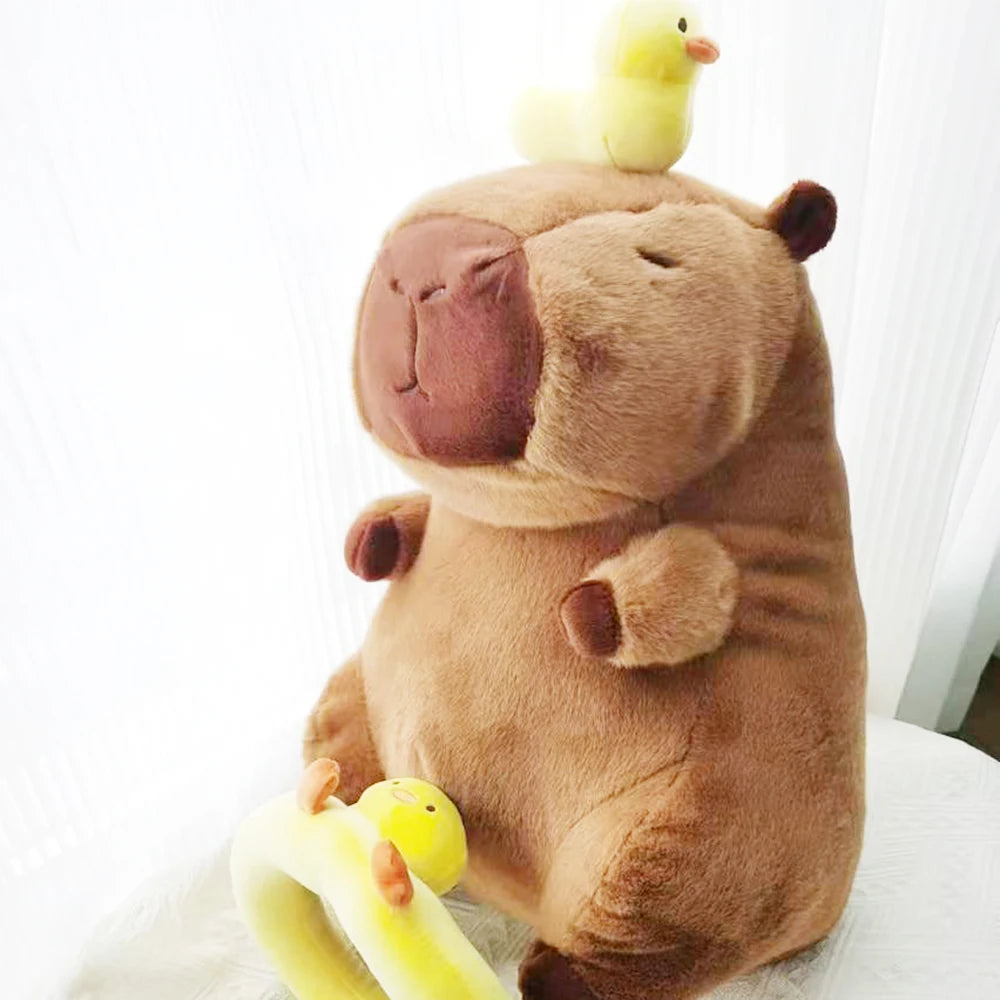 40-60Cm Large Capybara Plush Toy Cute Capibara with Duck Swim Ring Kawaii Stuffed Animal Soft Toy Birthday Xmas Gift