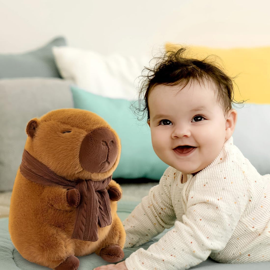 Capybara - Peluche a Forma Di Maialino, 25 Cm, Con Foulard, Simpatica Simulazione, Giocattolo Di Peluche, Regalo per Adulti E Bambini