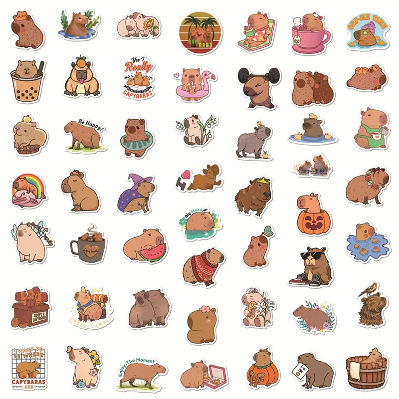 10/30/50PCS Cute Capybara PVC Sticker Aesthetic Decoration Scrapbooking Sketchbook Korean Stationery School Supplies