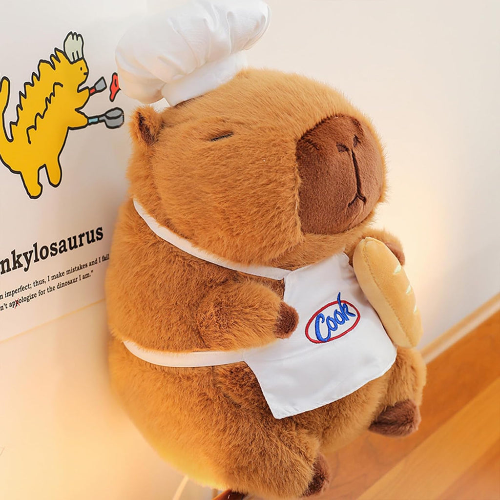 Peluche Capybara - Peluche Kawaii Capybara - Cuscino in Peluche - Regalo per Adulti E Bambini Dai 3 Anni in Su (Cuoco, 25 Cm)