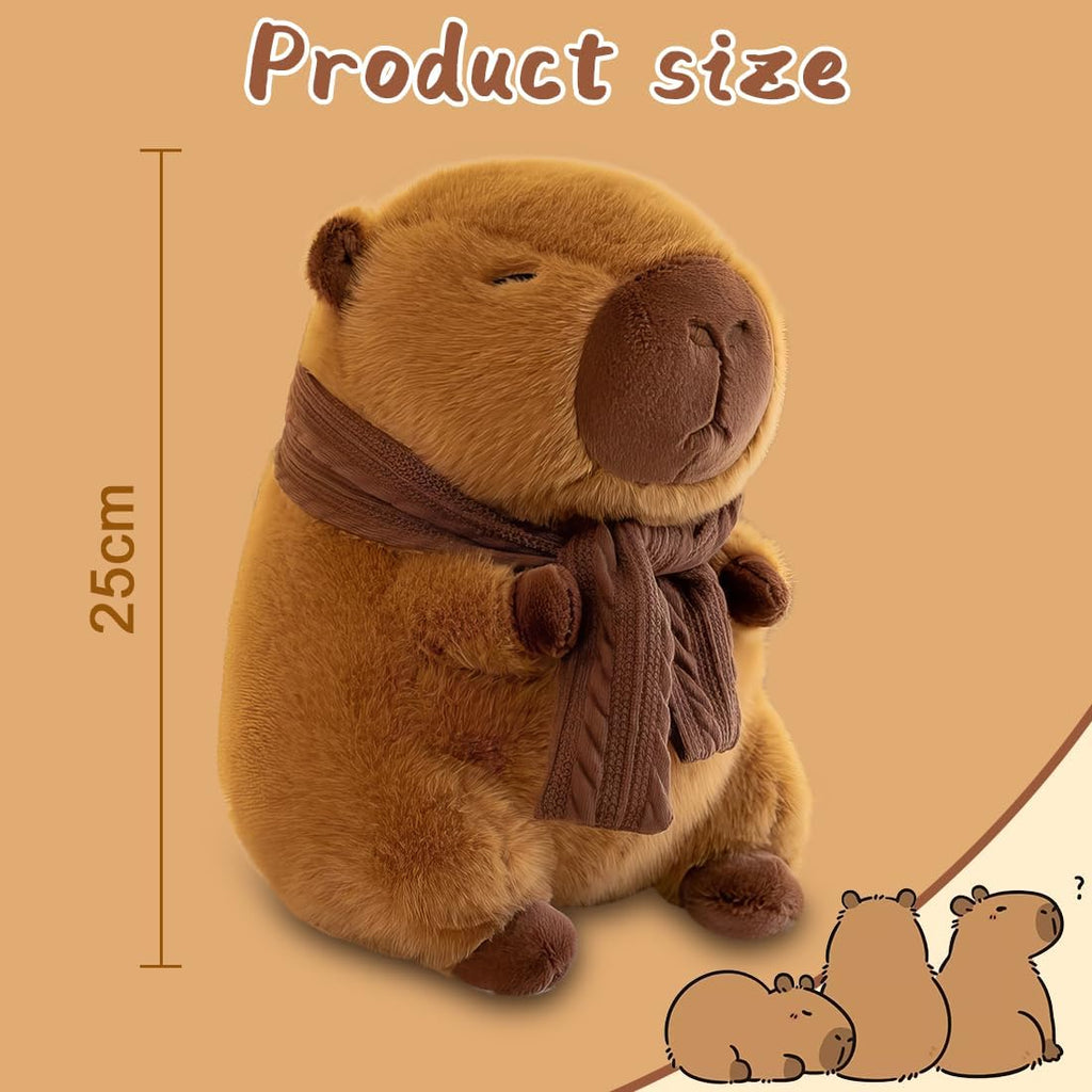 Capybara - Peluche a Forma Di Maialino, 25 Cm, Con Foulard, Simpatica Simulazione, Giocattolo Di Peluche, Regalo per Adulti E Bambini