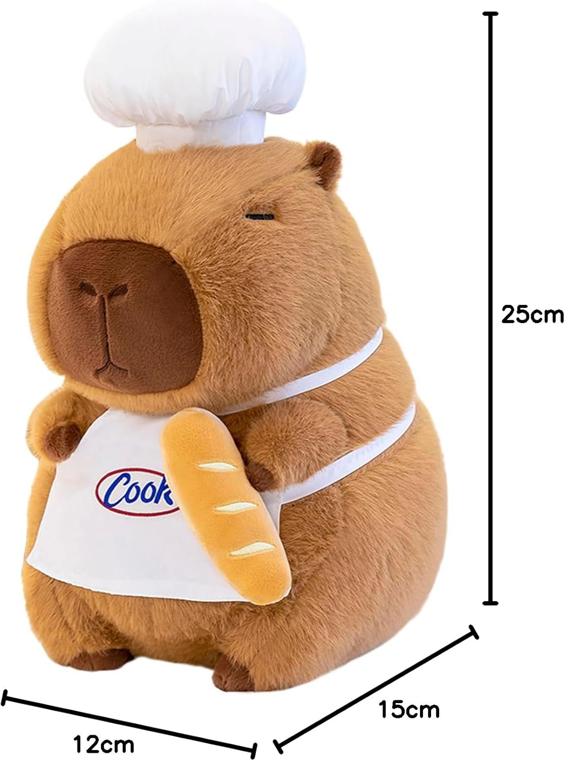 Peluche Capybara - Peluche Kawaii Capybara - Cuscino in Peluche - Regalo per Adulti E Bambini Dai 3 Anni in Su (Cuoco, 25 Cm)