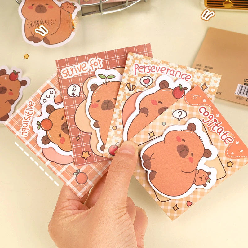 5Pcs/Lot Creative Capybara Memo Pad Cute Cartoon Sticky Notes Message Sticker Book Kawaii Writing Pads School Office Supplies