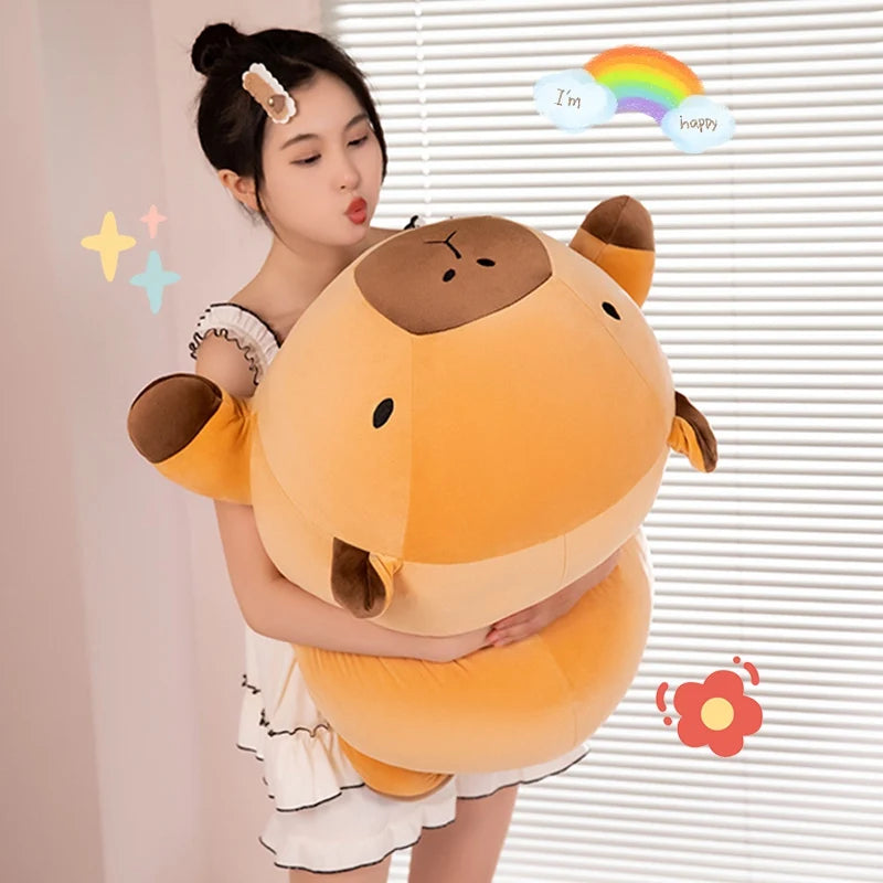 Fatty Long Capybara Plush Pillow Stuffed round Kawaii Standing Brown Aquatic Cartoon Animal Bolster Plushie Gift