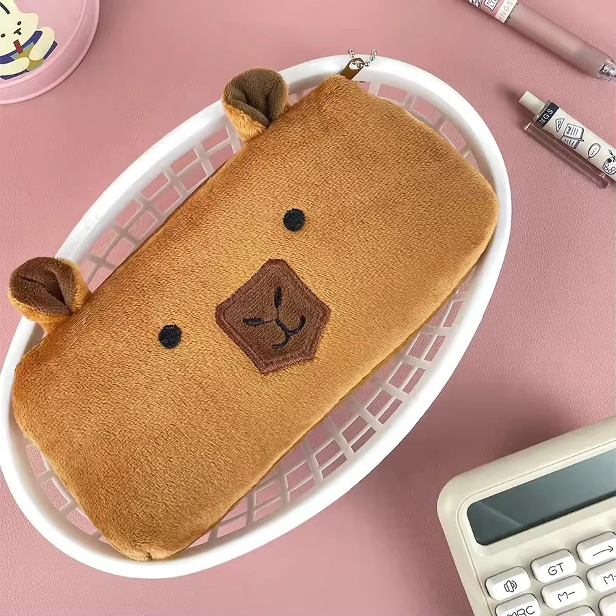 Cute Capibala Plush Pencil Case, Large Capacity Pencil Case, Capybara, Office Storage Bag, Student Stationery, School Supplies