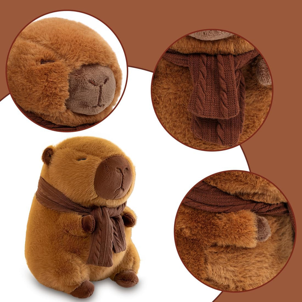 Capybara - Peluche a Forma Di Maialino, 25 Cm, Con Foulard, Simpatica Simulazione, Giocattolo Di Peluche, Regalo per Adulti E Bambini