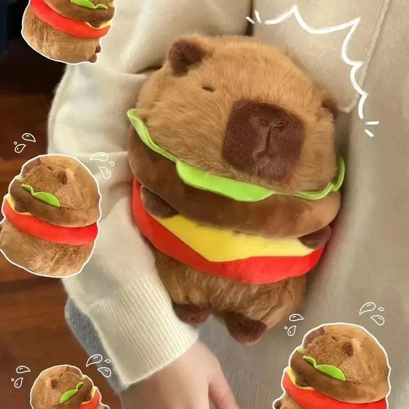 Capybara Plush Toy in the Shape of a 20Cm/7.87Inch Hamburger, Capibara Plush Toy in the Shape of a Hamburger, Best Holiday Gifts