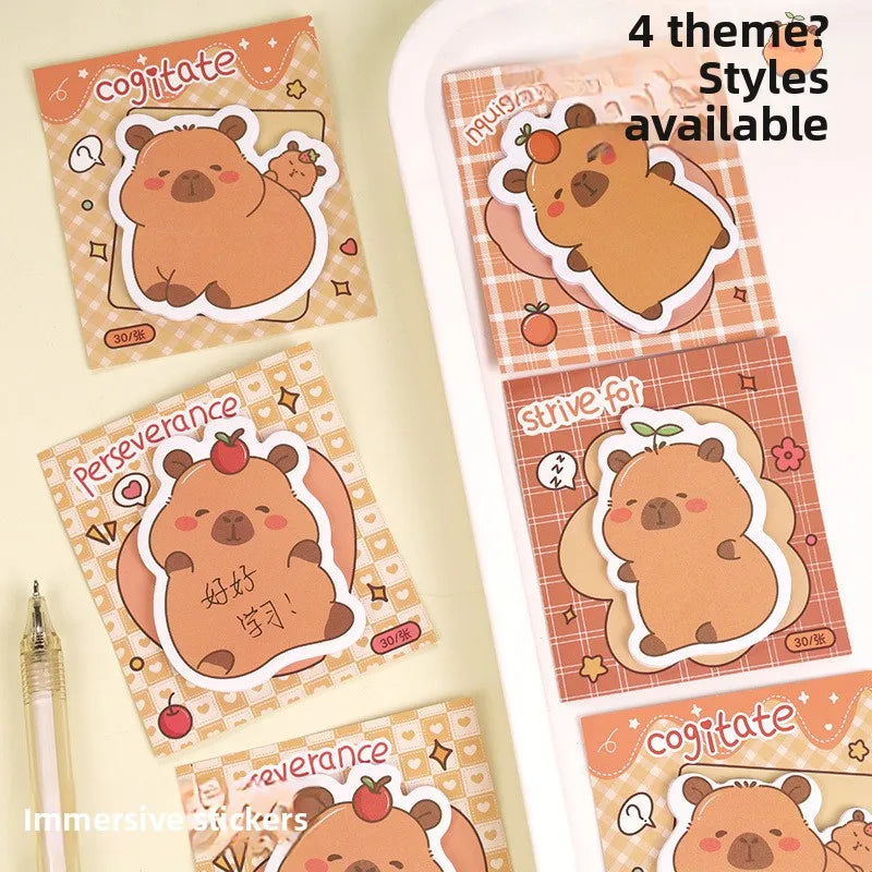 5Pcs/Lot Creative Capybara Memo Pad Cute Cartoon Sticky Notes Message Sticker Book Kawaii Writing Pads School Office Supplies