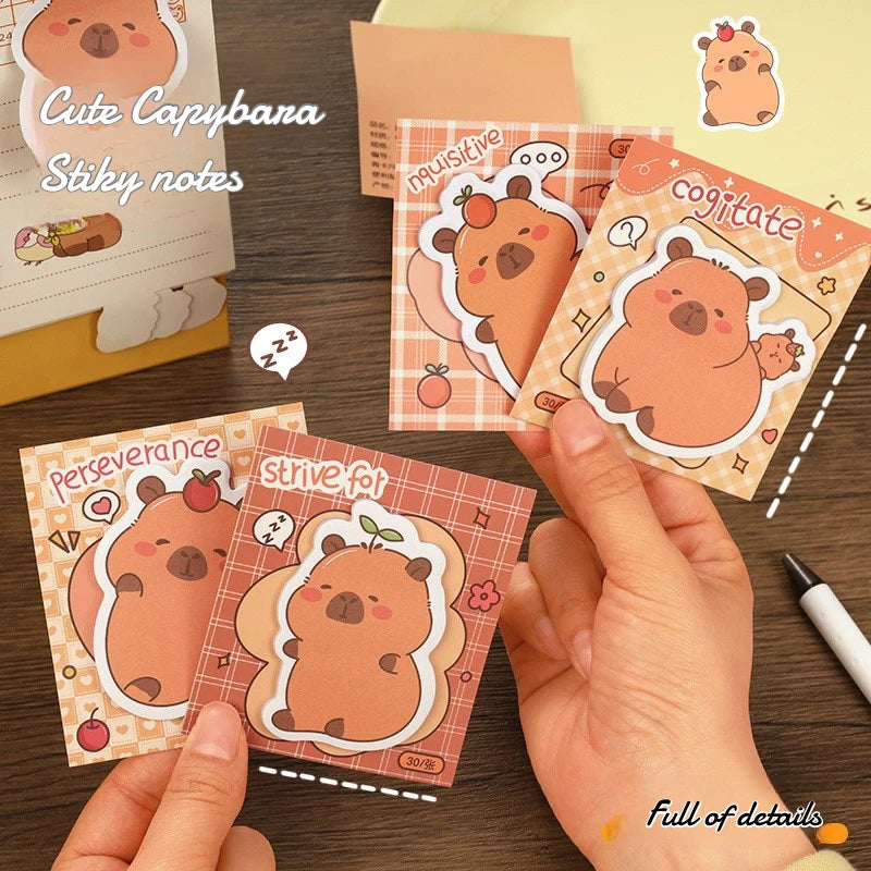 5Pcs/Lot Creative Capybara Memo Pad Cute Cartoon Sticky Notes Message Sticker Book Kawaii Writing Pads School Office Supplies