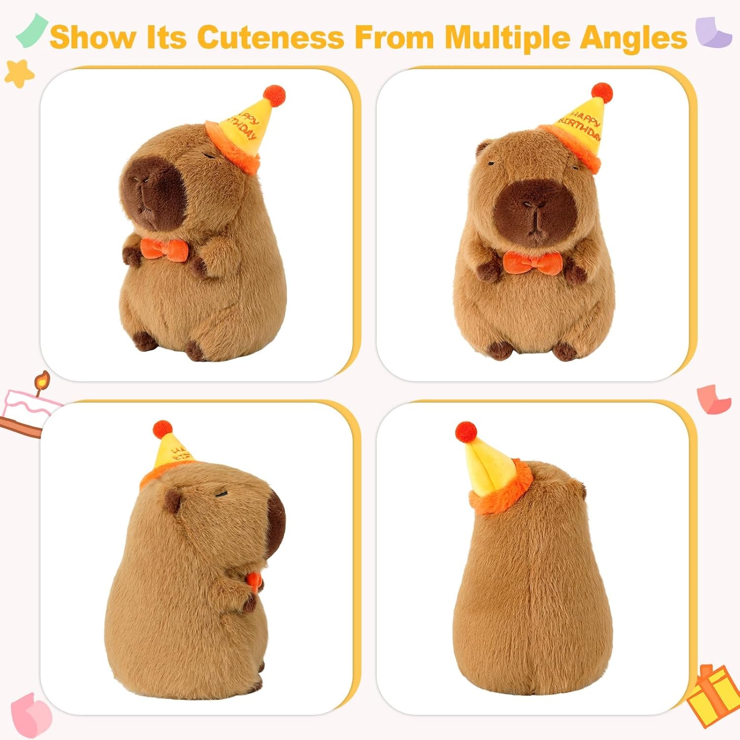 - Peluche Capybara Kawaii, Cuscino in Peluche, Giocattolo, Regalo per Bambini Ragazze Di 3+ Anni (Compleanno, 35 Cm)
