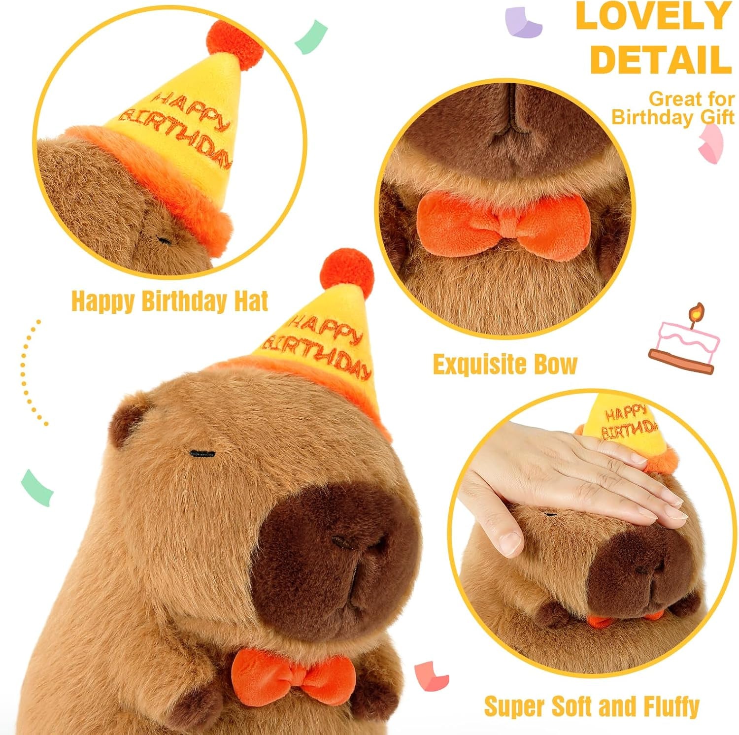 - Peluche Capybara Kawaii, Cuscino in Peluche, Giocattolo, Regalo per Bambini Ragazze Di 3+ Anni (Compleanno, 35 Cm)