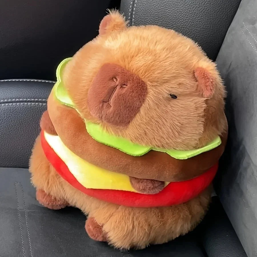Capybara Plush Toy in the Shape of a 20Cm/7.87Inch Hamburger, Capibara Plush Toy in the Shape of a Hamburger, Best Holiday Gifts