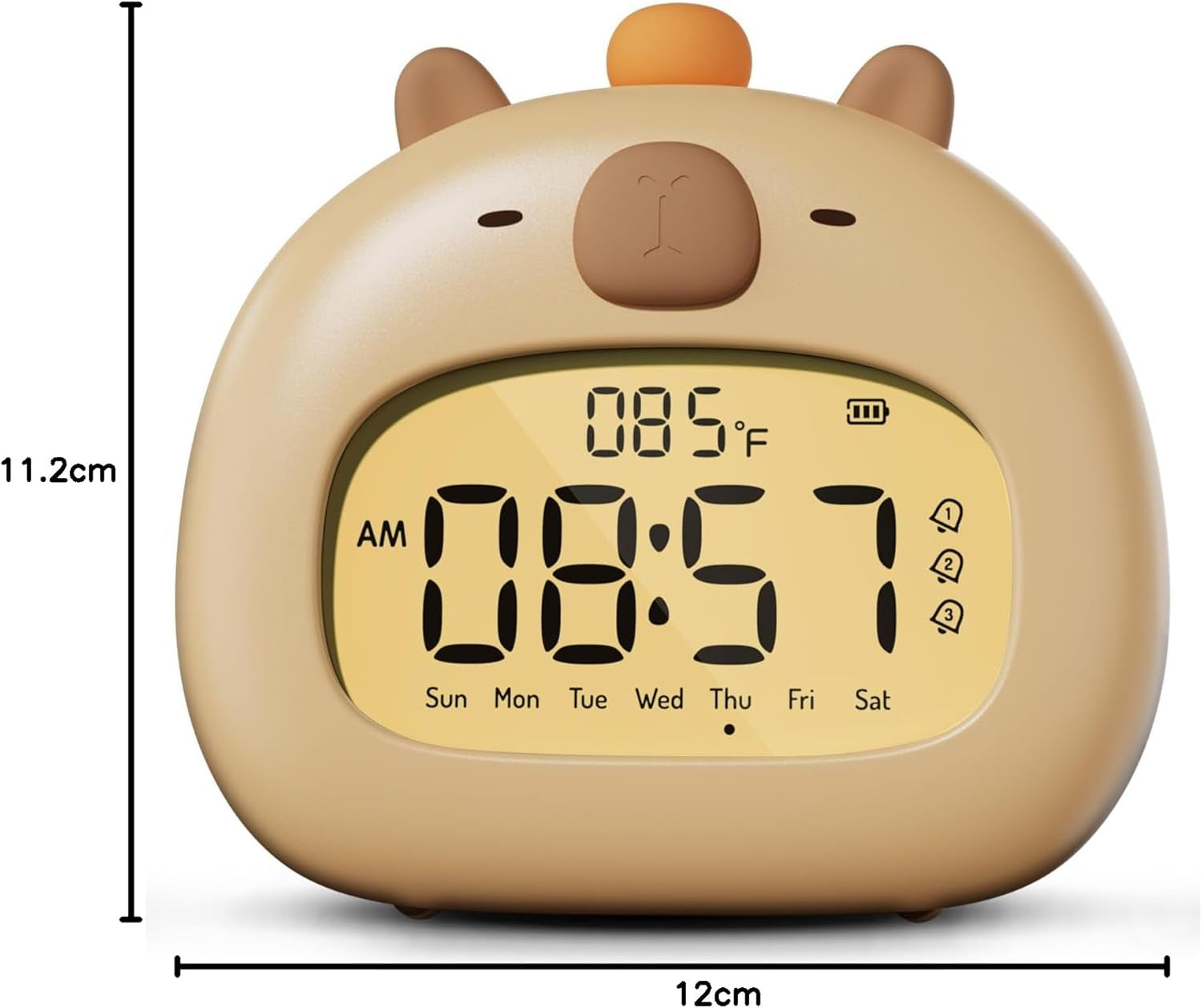 Capibara Sveglia Bambini, Comodino Con Luce Notturna, Display Digitale LED 3,15 Pollici, Tre Allarme, Modalità Weekend, Data, Ora, Temperatura, Ricaricabile, Decorazione Cameretta per Bebè