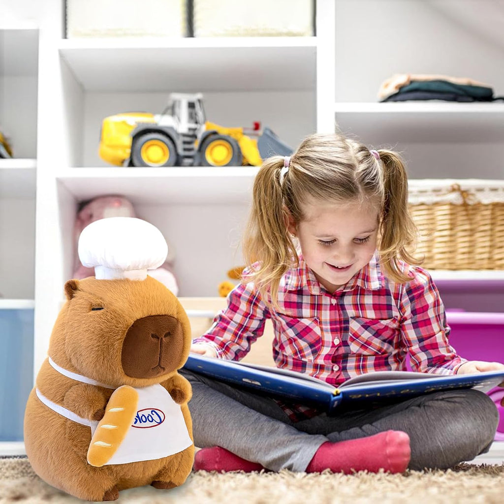 Peluche Capybara - Peluche Kawaii Capybara - Cuscino in Peluche - Regalo per Adulti E Bambini Dai 3 Anni in Su (Cuoco, 25 Cm)