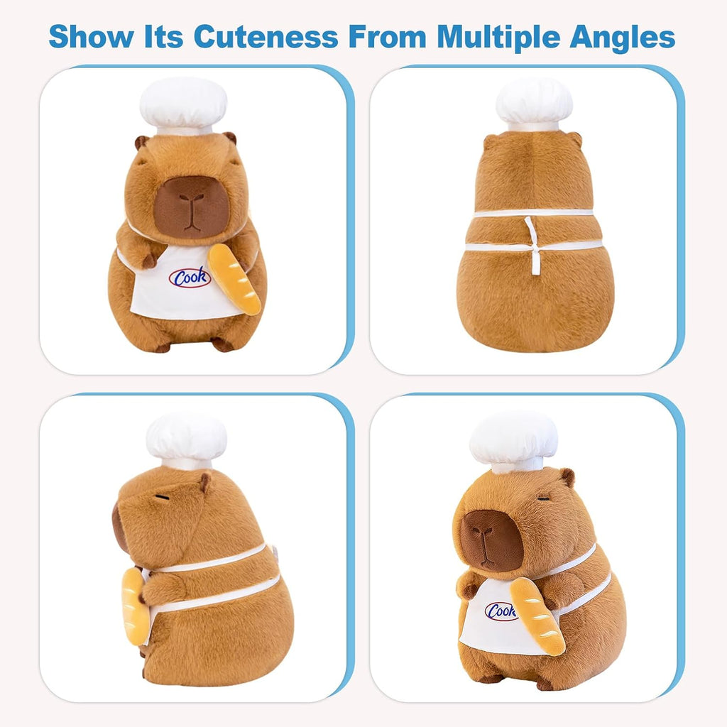 Peluche Capybara - Peluche Kawaii Capybara - Cuscino in Peluche - Regalo per Adulti E Bambini Dai 3 Anni in Su (Cuoco, 25 Cm)