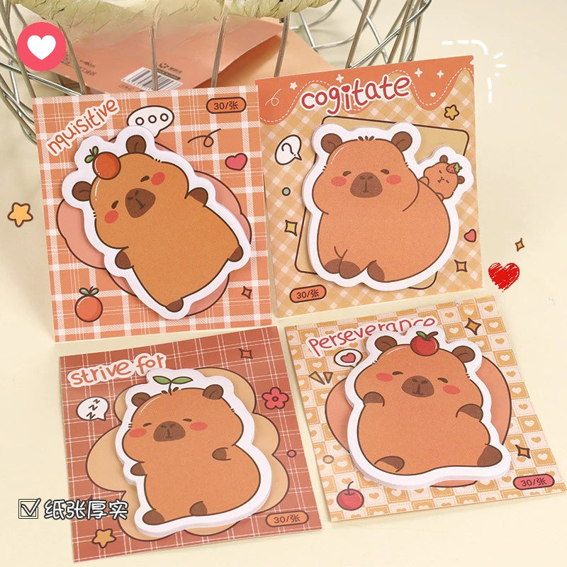 5Pcs/Lot Creative Capybara Memo Pad Cute Cartoon Sticky Notes Message Sticker Book Kawaii Writing Pads School Office Supplies