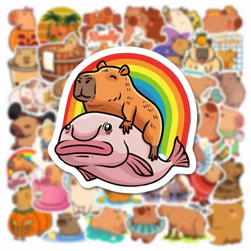 10/30/50PCS Cute Capybara PVC Sticker Aesthetic Decoration Scrapbooking Sketchbook Korean Stationery School Supplies