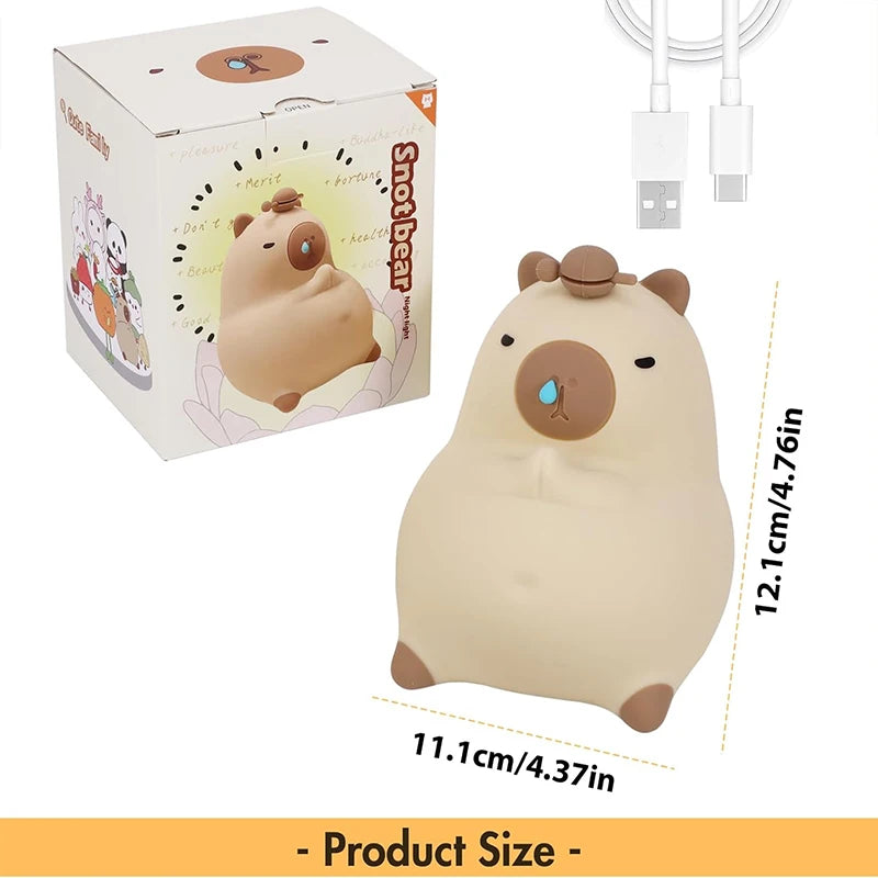 Capybara Night Light, Nursery Lamp, 7-Color RGB & 3-Level Warm Dimmable, Tap Control, 30Min Timer, 100% Safe &Soft Silicone