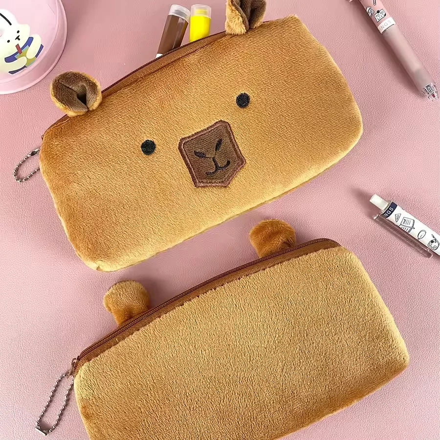 Cute Capibala Plush Pencil Case, Large Capacity Pencil Case, Capybara, Office Storage Bag, Student Stationery, School Supplies