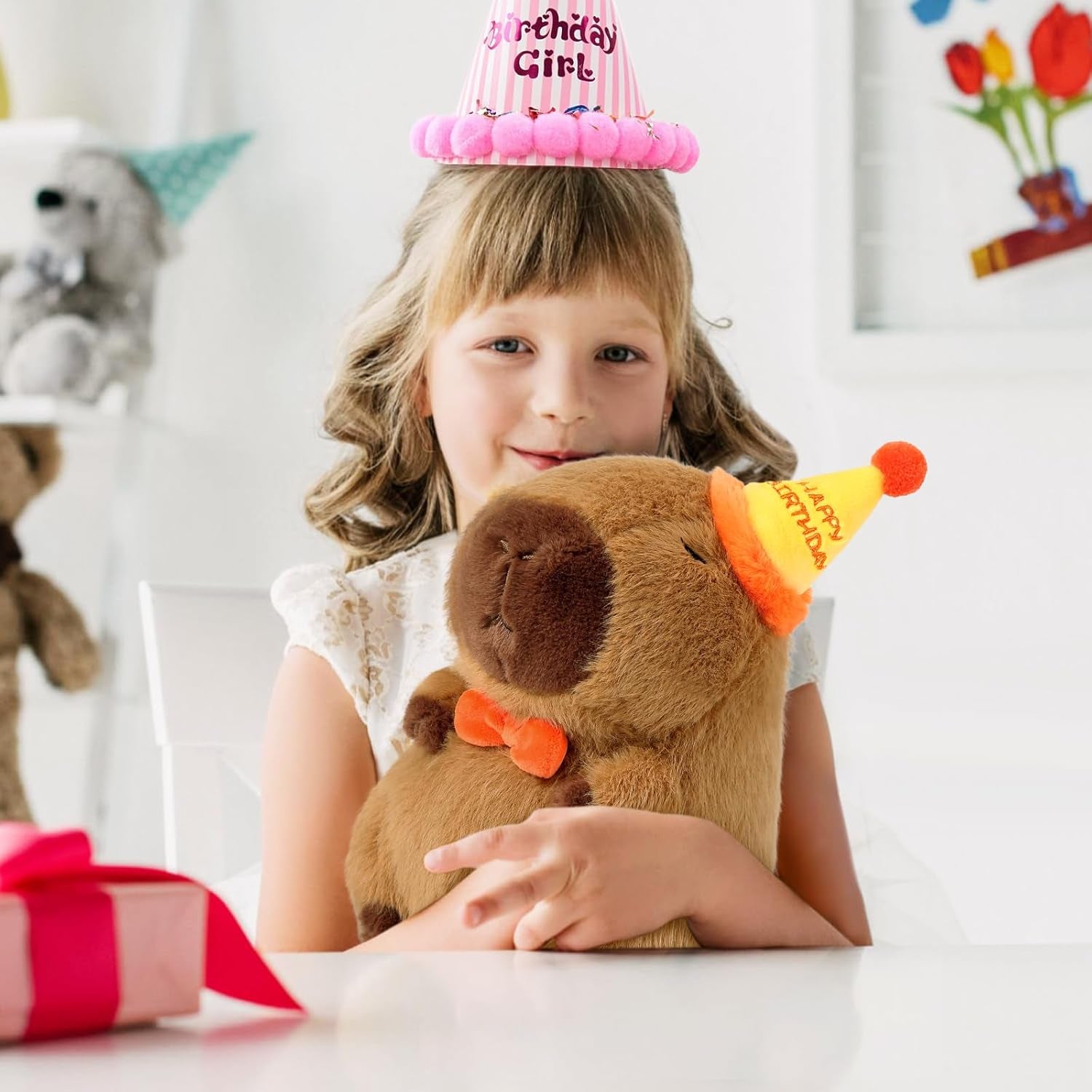 - Peluche Capybara Kawaii, Cuscino in Peluche, Giocattolo, Regalo per Bambini Ragazze Di 3+ Anni (Compleanno, 35 Cm)