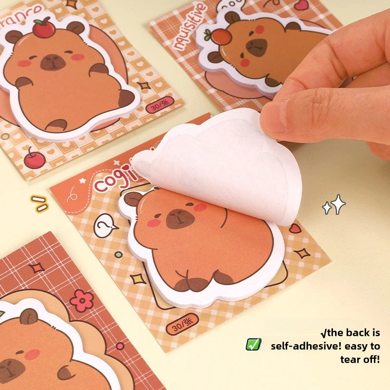 5Pcs/Lot Creative Capybara Memo Pad Cute Cartoon Sticky Notes Message Sticker Book Kawaii Writing Pads School Office Supplies