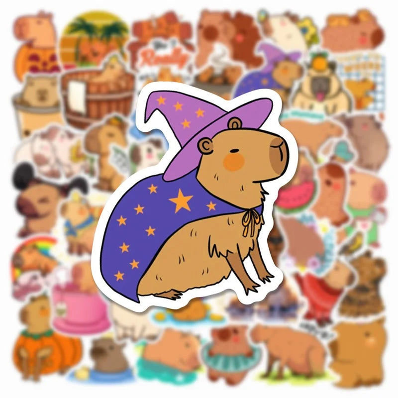 10/30/50PCS Cute Capybara PVC Sticker Aesthetic Decoration Scrapbooking Sketchbook Korean Stationery School Supplies